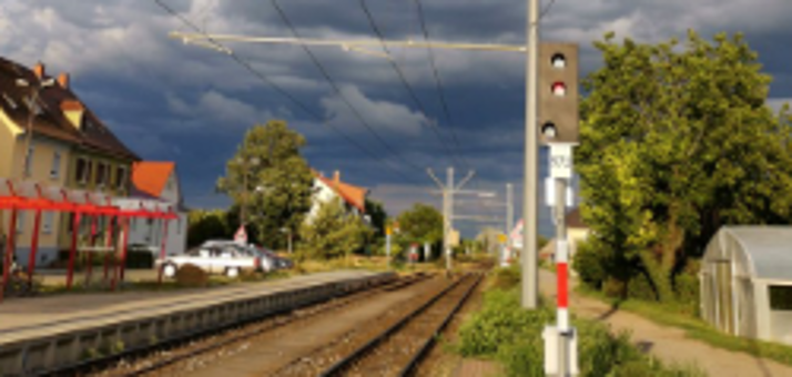 Foto von Straßenbahngleisen der Rhein-Haardtbahn