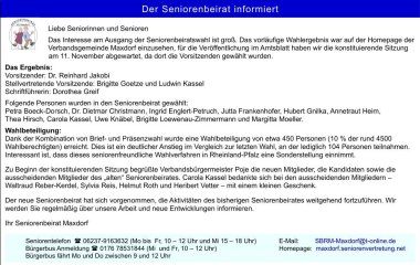 Artikel "Der Seniorenbeirat informiert" aus dem Amtsblatt der Vg Maxdorf zu der konstituiereden Sitzung des Beirates vom 11.11.2024