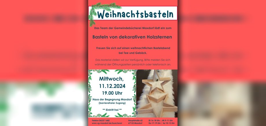 Plakat zum Weihnachtlichen basteln am 11. Dezember 2024