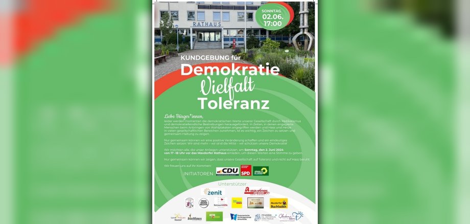 Plakat zur Veranstaltung Demokratie, Vielfalt und Toleranz