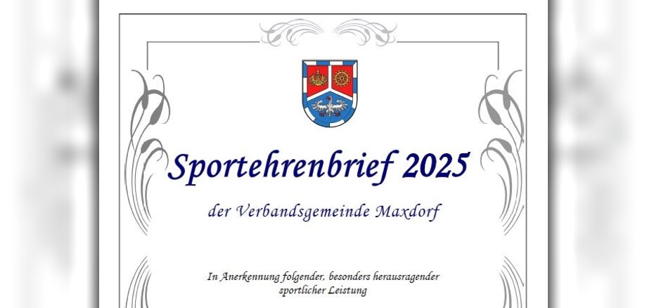 Grafik vom Sportehrenbrief, die obere Hälfte abgebildet